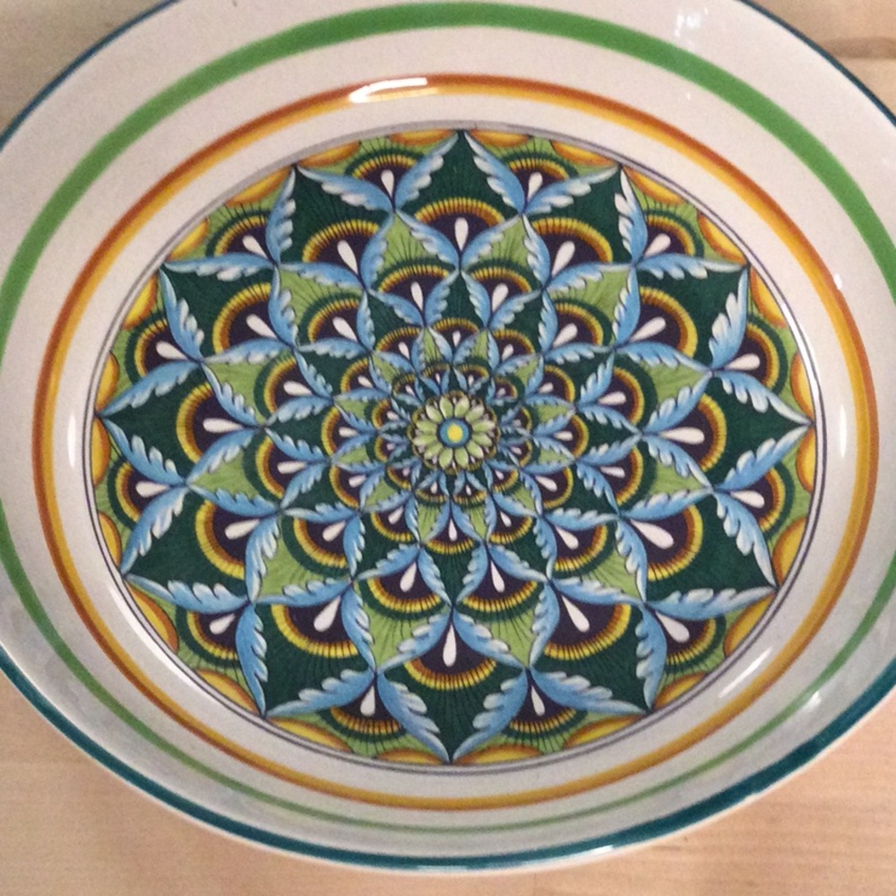 Deruta Green and Blue Mandala Plate